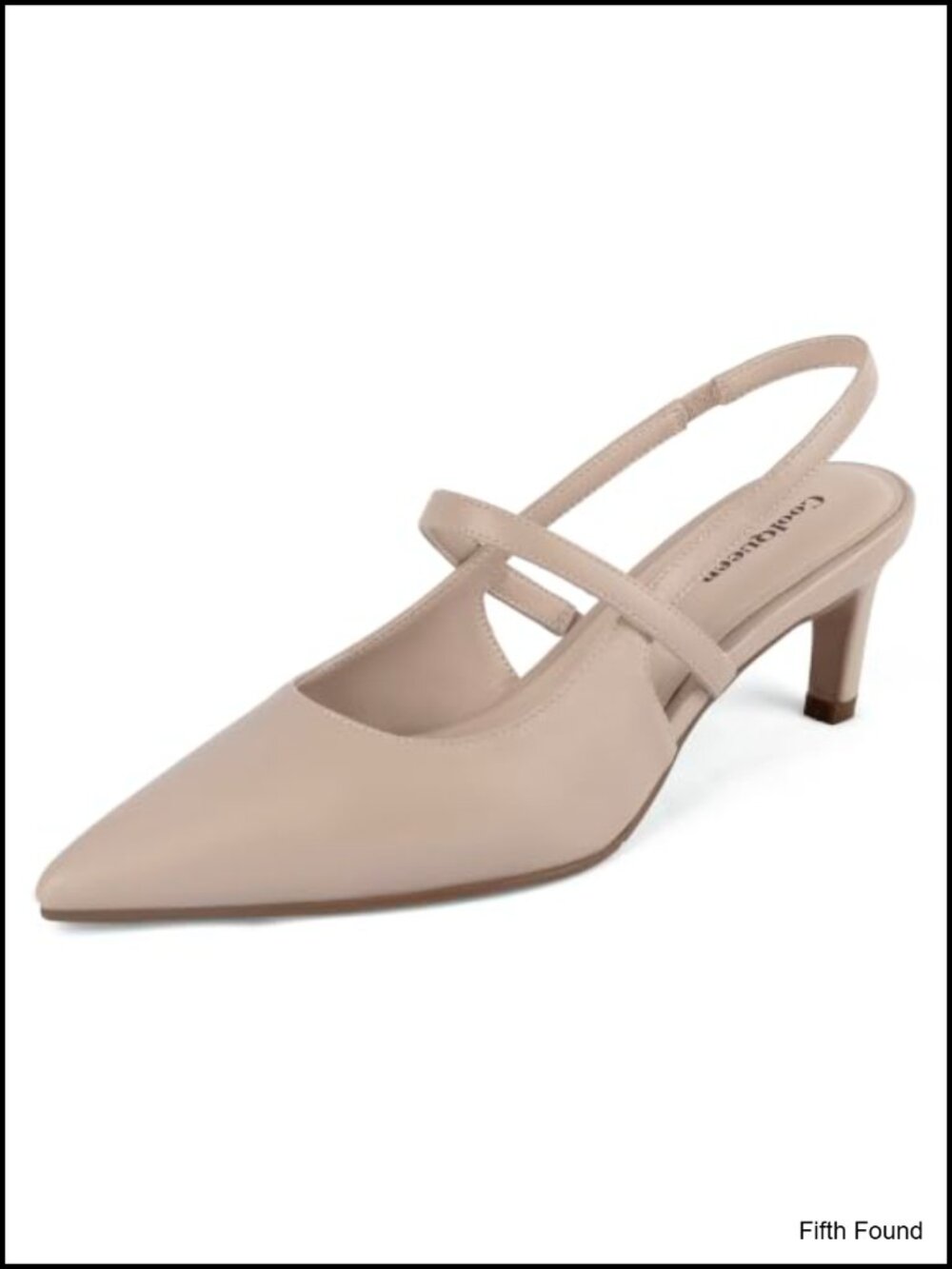 Kitten Heel Slingback Pumps Faux Leather Pointed Closed Toe Low Heel